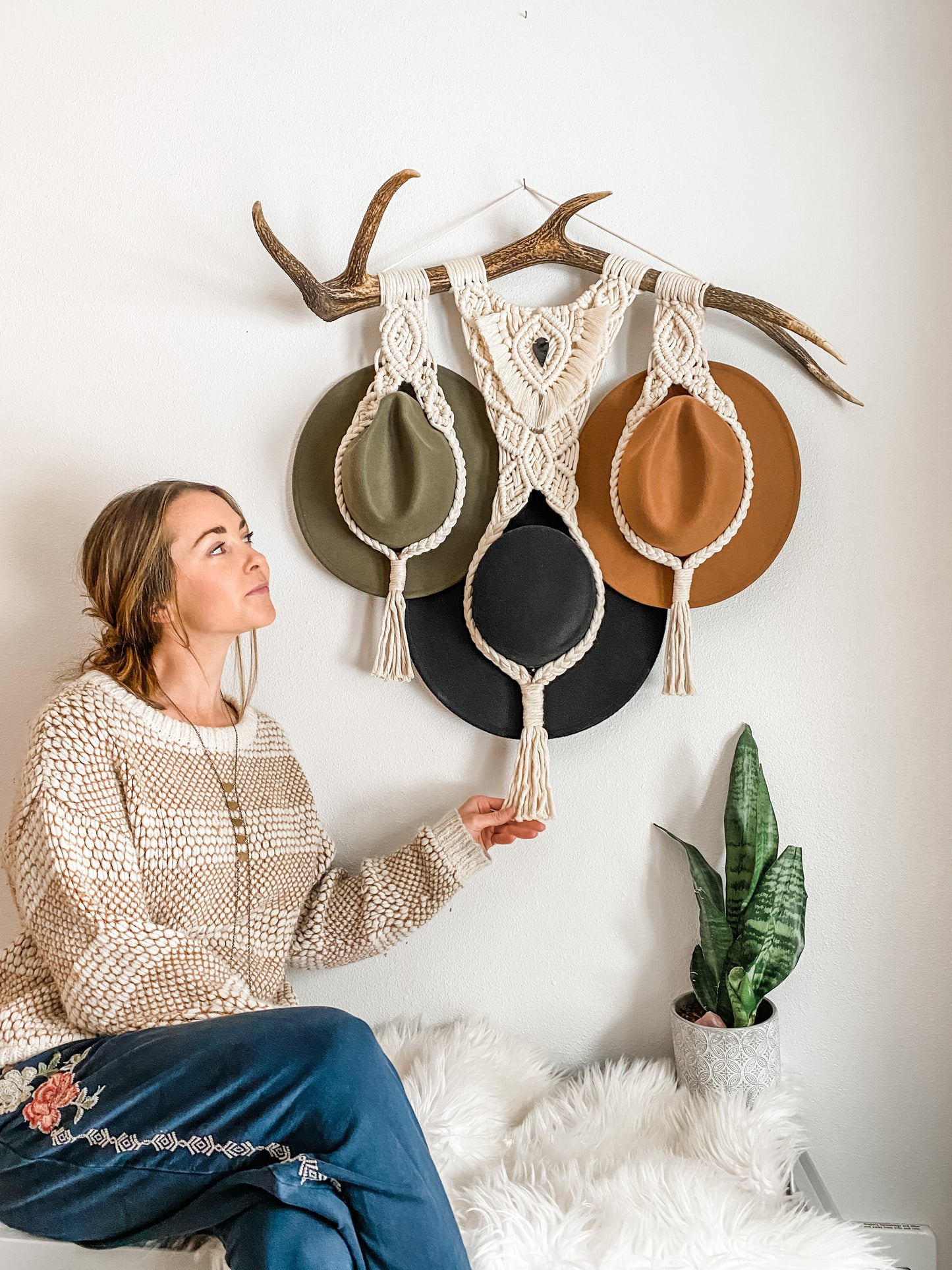 Triple Elk Antler Hat Hanger•